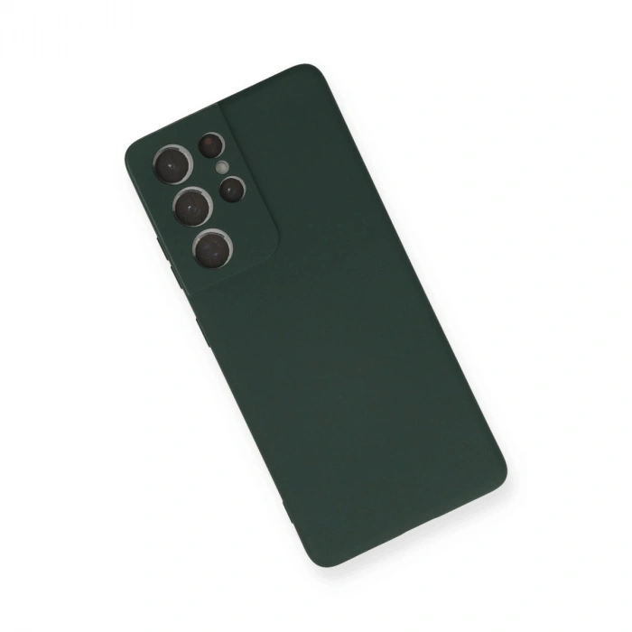 Galaxy S21 Ultra Kılıf Nano İçi Kadife  - Koyu Yeşil