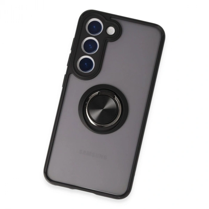 Galaxy S23 Kılıf Montreal Yüzüklü  Kapak - Siyah