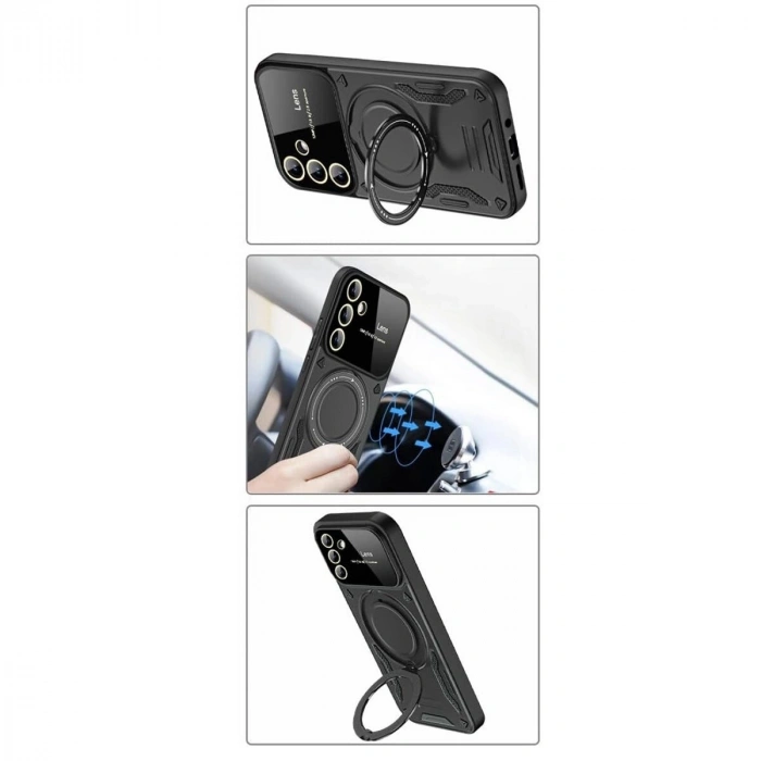 Galaxy S24 Fe Kılıf Joy Lens Standlı Kapak - Kırmızı