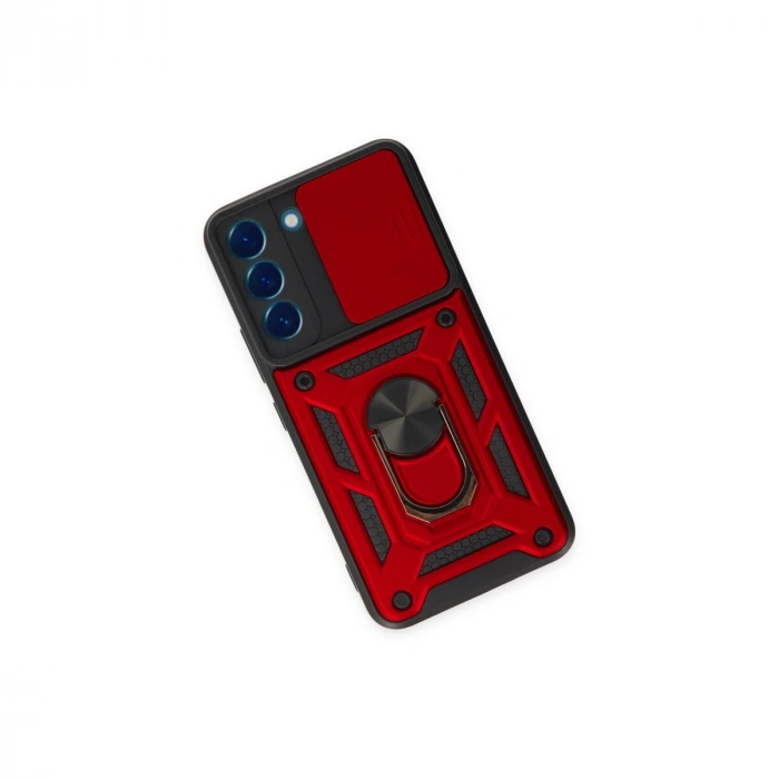 Galaxy S24 Kılıf Pars Lens Yüzüklü  - Kırmızı