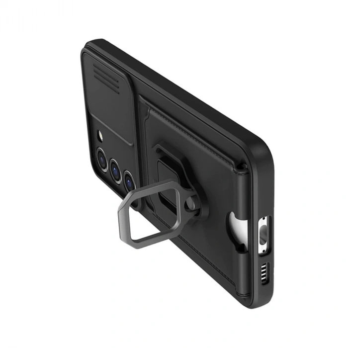Galaxy S24 Plus Kılıf Zuma Kartvizitli Yüzüklü  - Siyah
