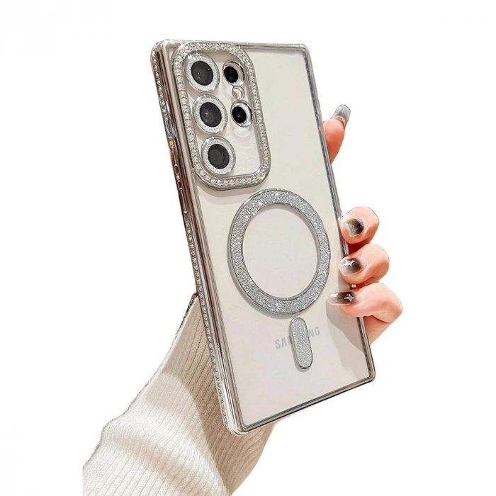 Galaxy S24 Ultra Kılıf Joke Simli Magneticsafe Kılıf - Gold