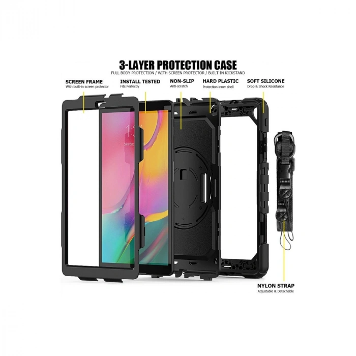 Galaxy T510 Tab A 10.1 Kılıf Pars Tablet Kapak - Siyah