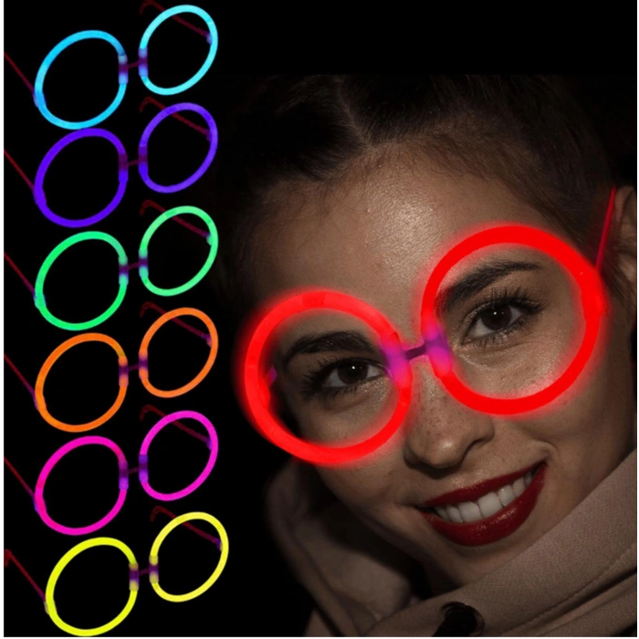 Glow  Yuvarlak Gözlük - Glow Partisi Gözlükleri - Glow Gözlük 12 Adet