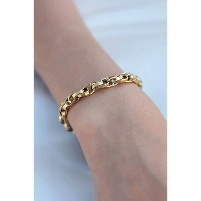 Gold Renk 316L Çelik Zincir Kadın Bileklik