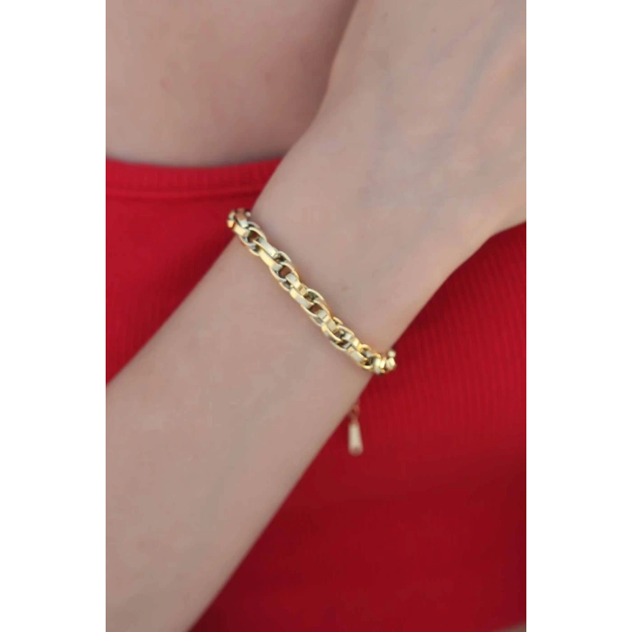 Gold Renk 316L Çelik Zincir Kadın Bileklik