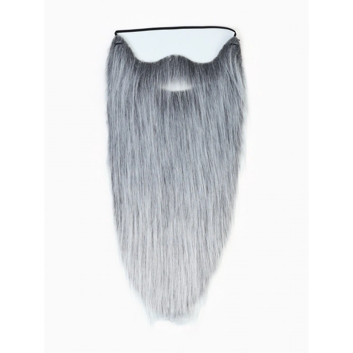 Gri Renk Lastikli Uzun Takma Sakal 40 cm