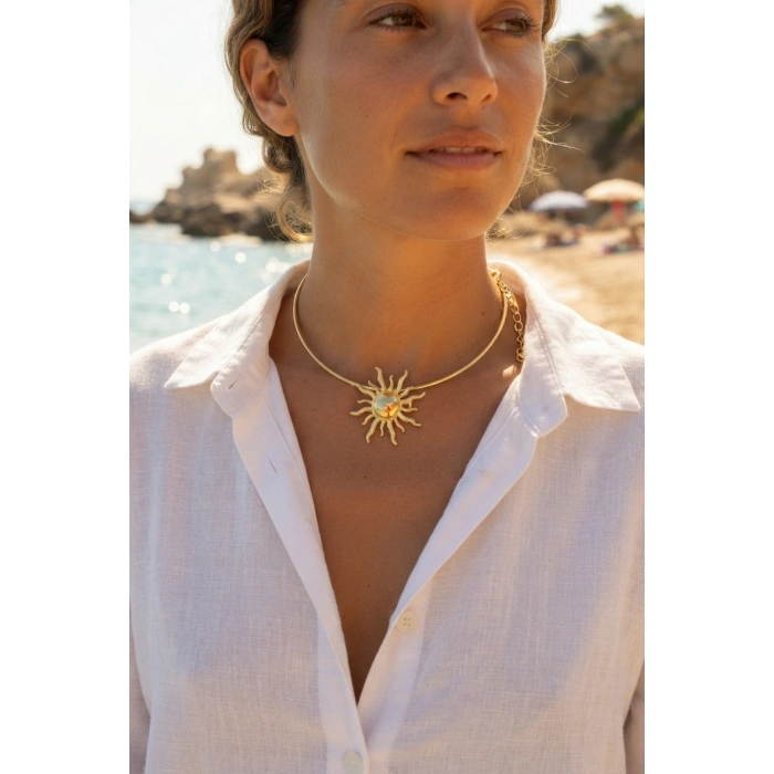 Güneş Model Gold Renk Choker Kadın Kolye