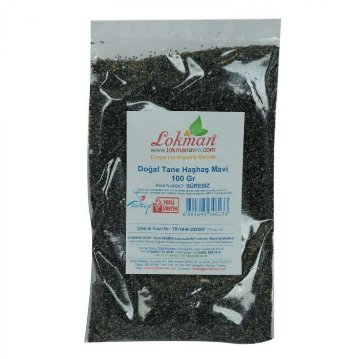 Haşhaş Tohumu Tane Doğal Mi 100 Gr Paket