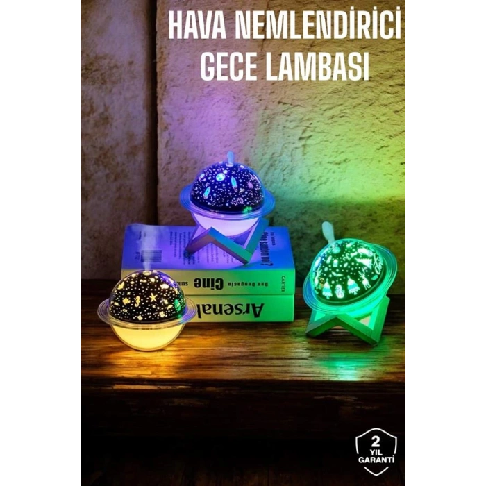 Hava Nemlendirici Masa ve Gece Lambası USB Projeksiyon Aromaterapi