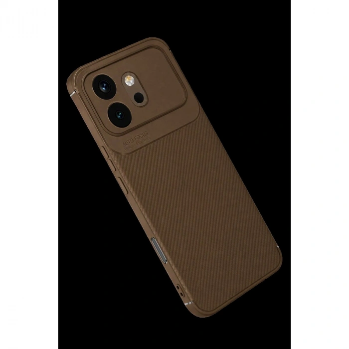 Huawei Honor 600 Auto Fus Karbon Kapak - Kahverengi