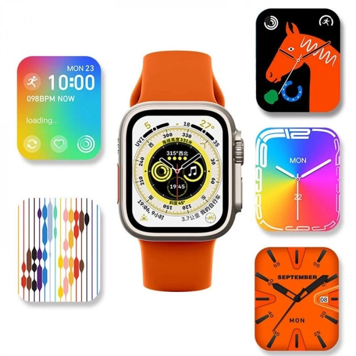 Hw8 Ultra Çift Kordon 49mm  Siri Nfc Bluetooth Arama Konuşma  İos & Android Uyumlu Akıllı Saat (  )