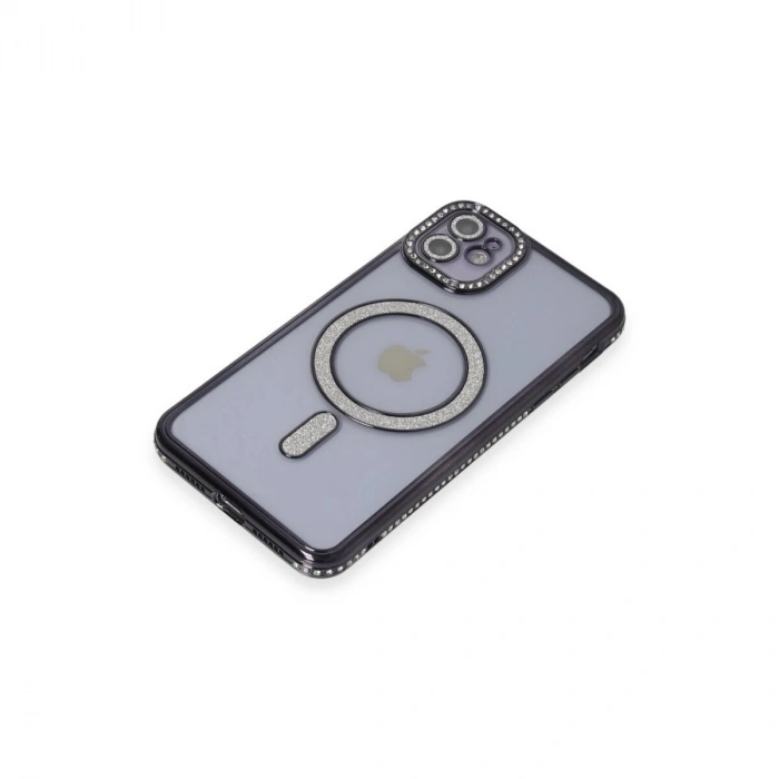 İphone 11 Kılıf Joke Simli Magneticsafe Kılıf - Siyah