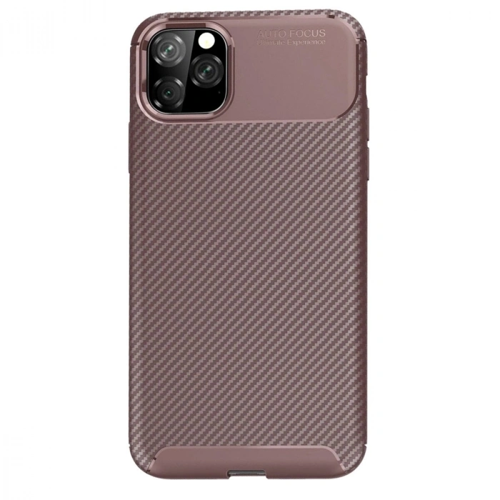 İphone 11 Pro Kılıf Auto Fus Karbon Kapak - Kahverengi