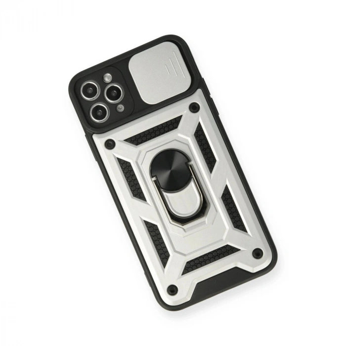 İphone 11 Pro Kılıf Pars Lens Yüzüklü  - Gümüş