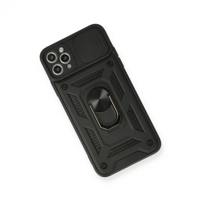 İphone 11 Pro Kılıf Pars Lens Yüzüklü  - Siyah