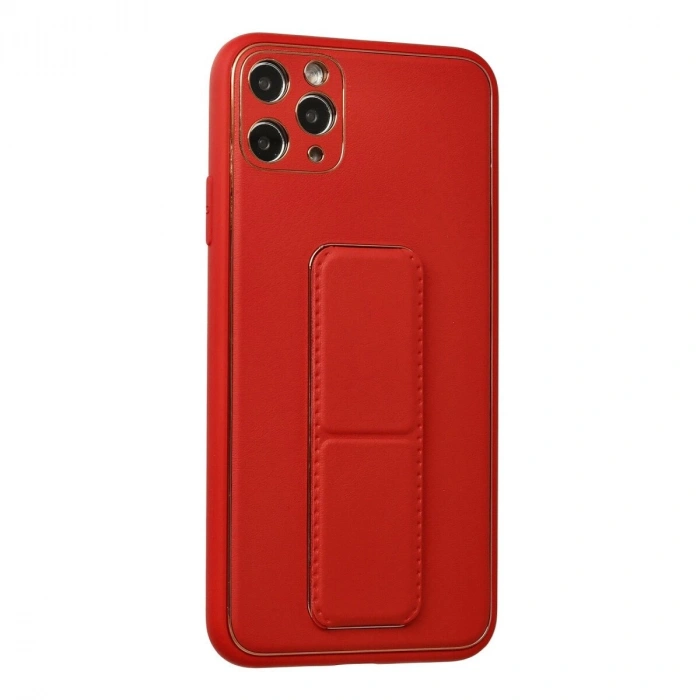 İphone 11 Pro Max Kılıf Co Deri Standlı Kapak - Kırmızı