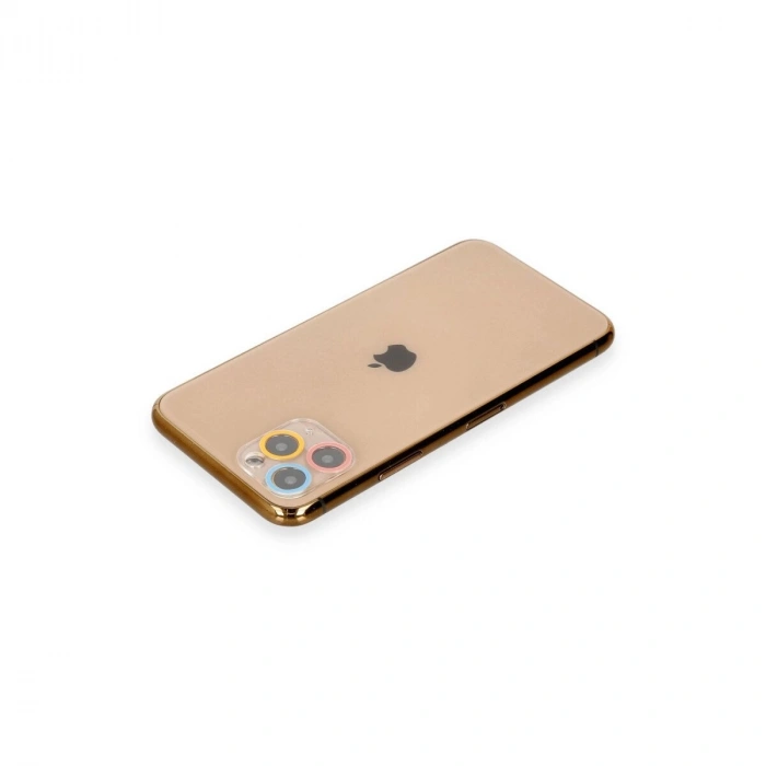 İphone 11 Pro Max Renkli Kamera Lens Koruma Cam - Pembe-mi