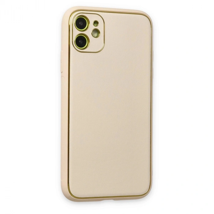 İphone 12 Kılıf Co Deri  Kapak - Gold