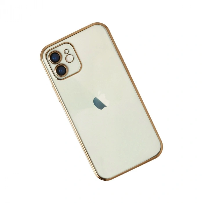 İphone 12 Kılıf  Lensli  - Gold