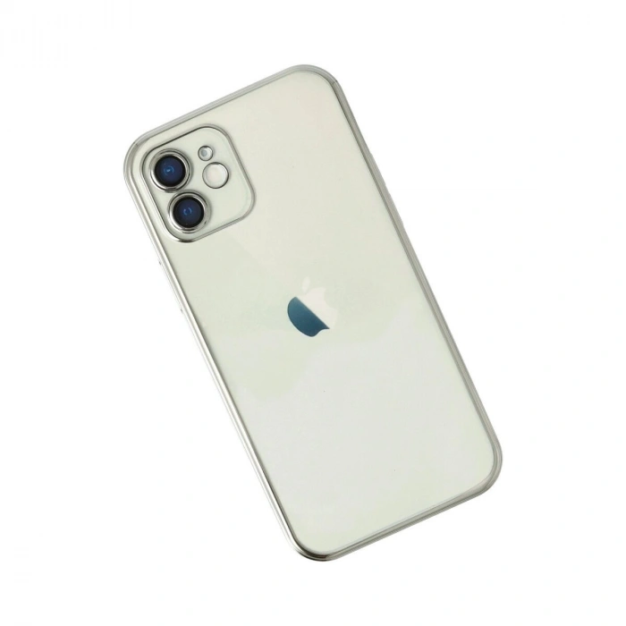 İphone 12 Kılıf  Lensli  - Gümüş