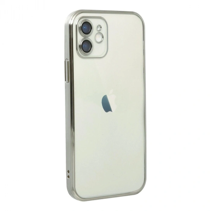 İphone 12 Kılıf  Lensli  - Gümüş