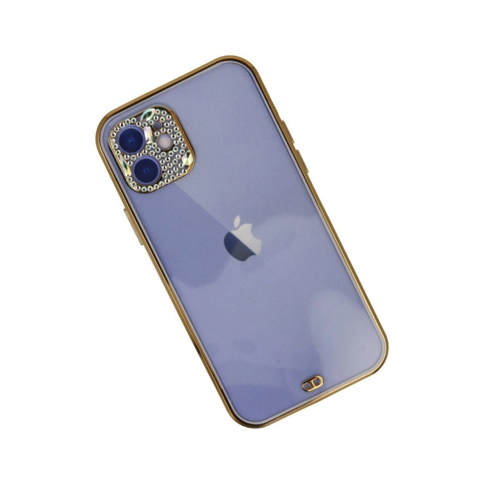 İphone 12 Kılıf Liva Taşlı  - Mor
