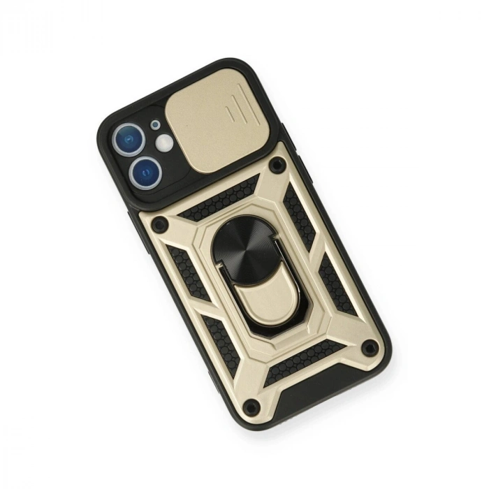 İphone 12 Kılıf Pars Lens Yüzüklü  - Gold