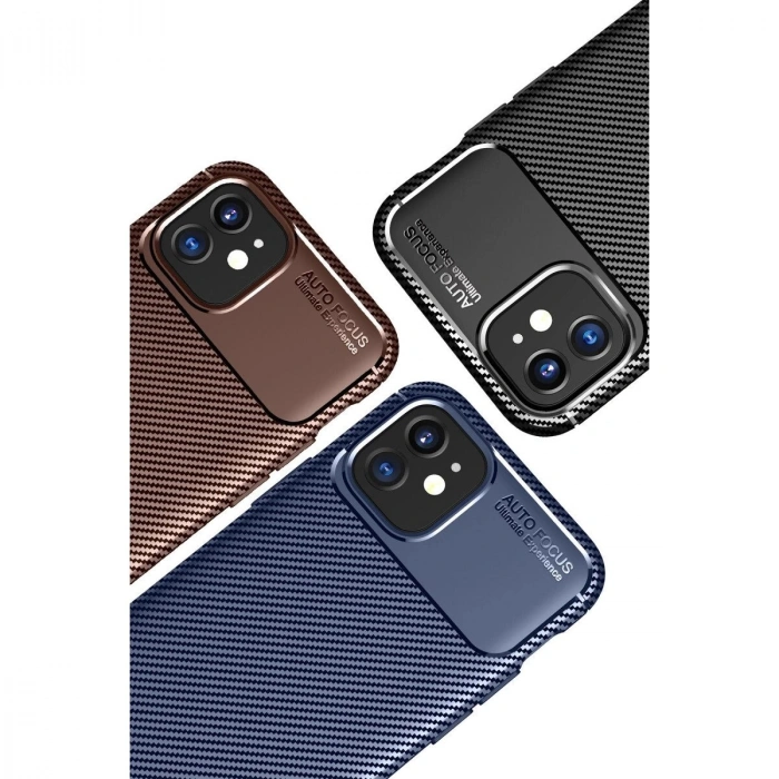 İphone 12 Mini Kılıf Auto Fus Karbon Kapak - Kahverengi