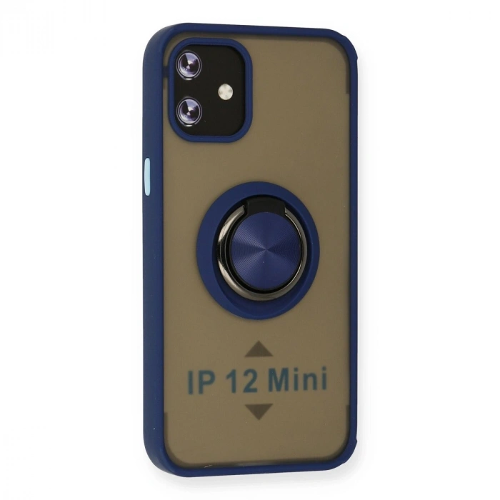 İphone 12 Mini Kılıf Montreal Yüzüklü  Kapak - Lacivert