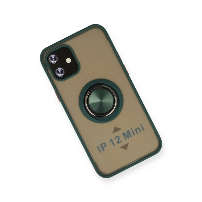 İphone 12 Mini Kılıf Montreal Yüzüklü  Kapak - Yeşil