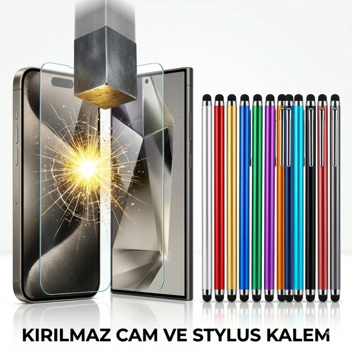 iPhone 12 Pro 6D Kırılmaz Cam + Stylus Kalem Seti (74)