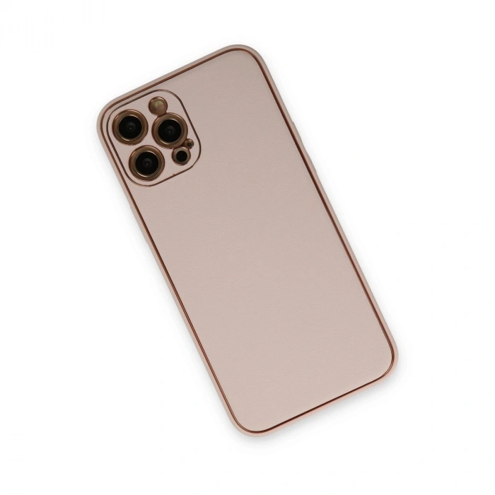 İphone 12 Pro Kılıf Co Deri  Kapak - Pudra