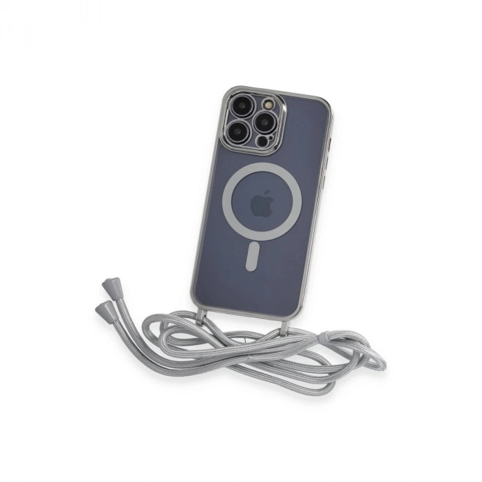 İphone 12 Pro Kılıf Divo Lazer Askılı Magsafe Kapak - Gümüş