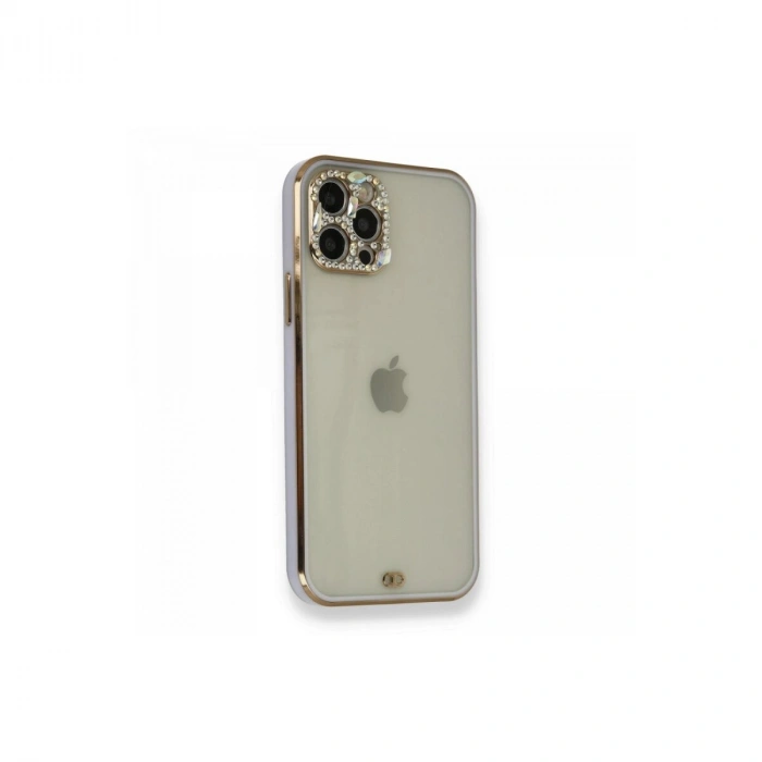 İphone 12 Pro Kılıf Liva Taşlı  - Mor