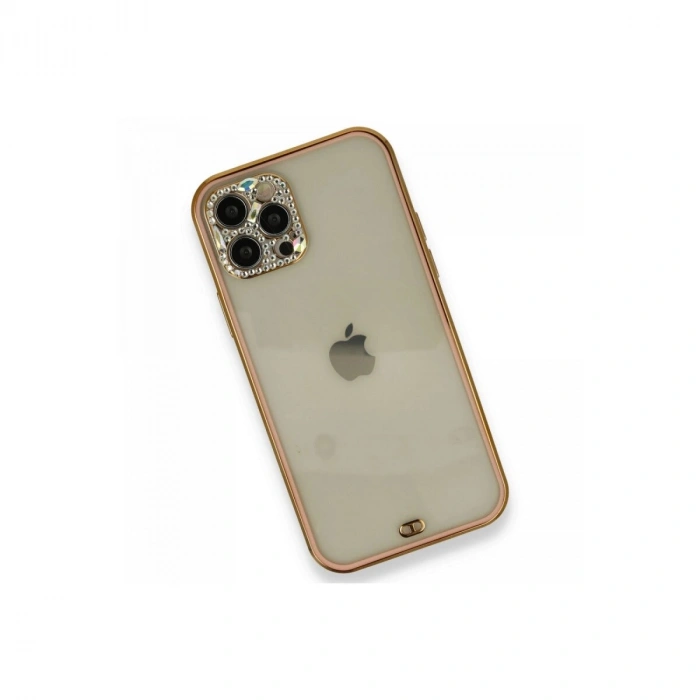 İphone 12 Pro Kılıf Liva Taşlı  - Pembe