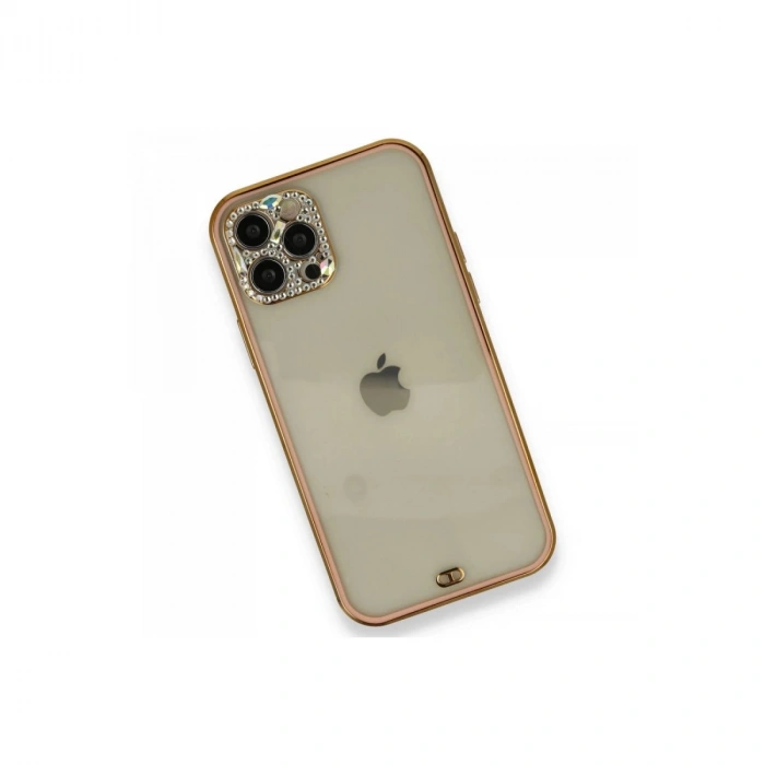 İphone 12 Pro Kılıf Liva Taşlı  - Pembe