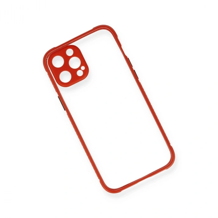 İphone 12 Pro Kılıf Miami Şeffaf  - Kırmızı