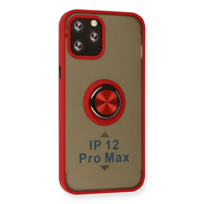 İphone 12 Pro Kılıf Montreal Yüzüklü  Kapak - Kırmızı
