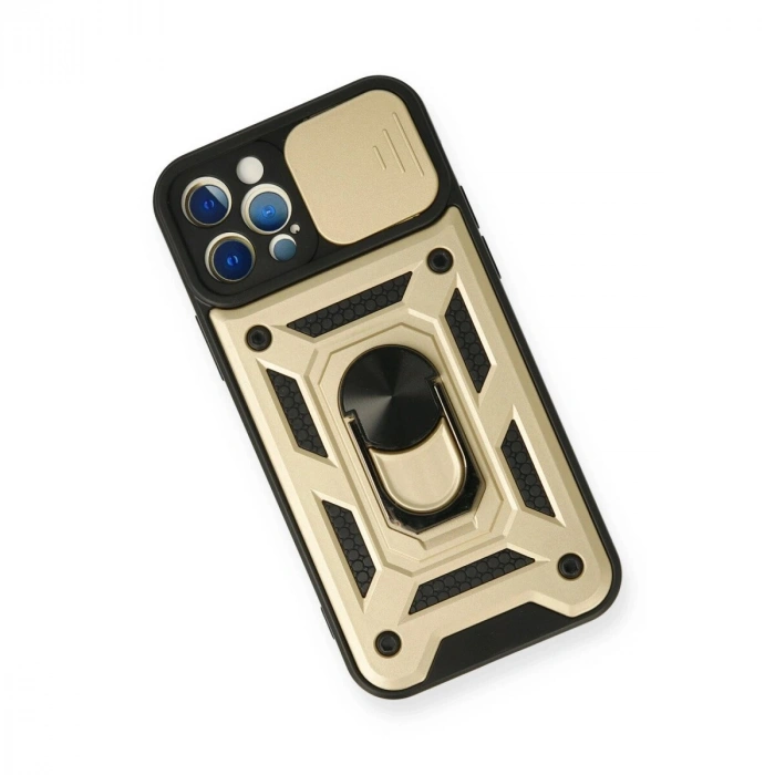 İphone 12 Pro Kılıf Pars Lens Yüzüklü  - Gold