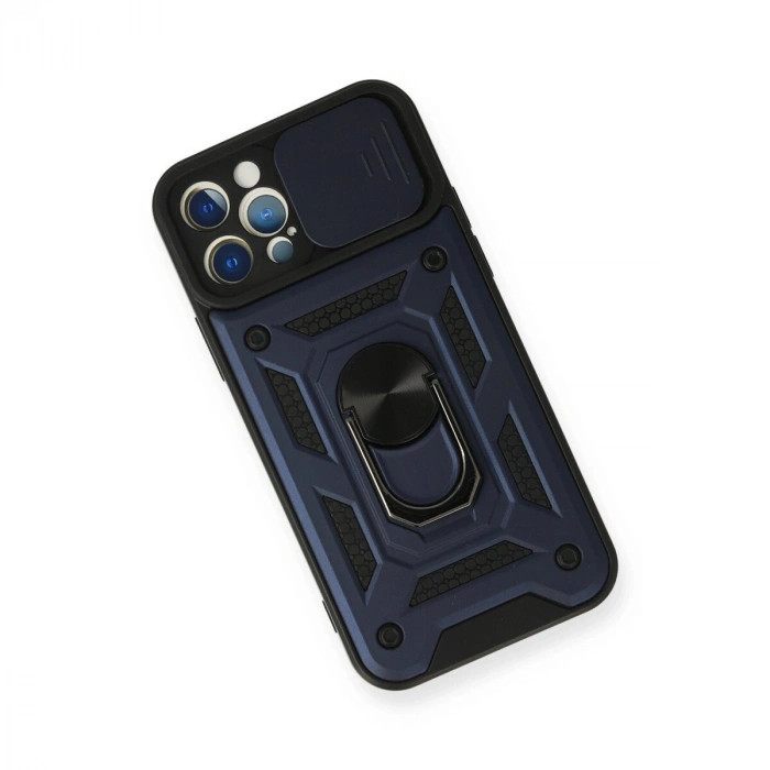İphone 12 Pro Kılıf Pars Lens Yüzüklü  - Lacivert