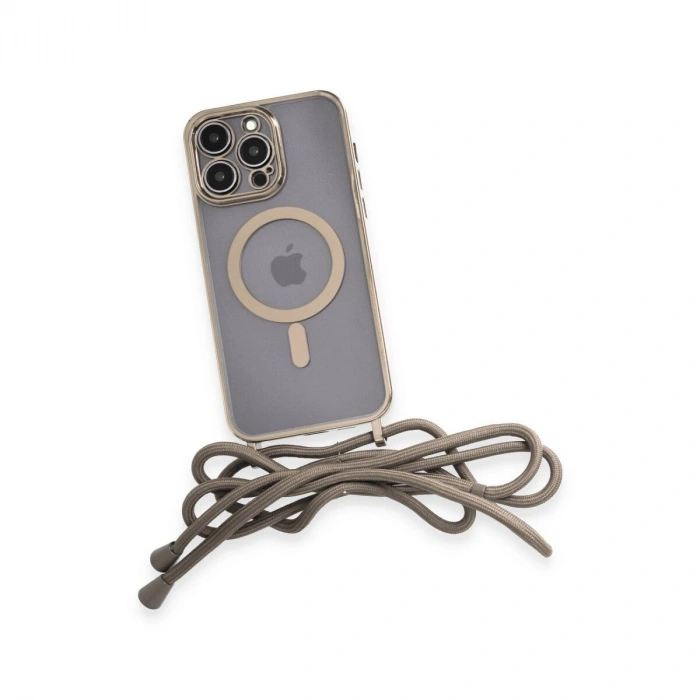 İphone 12 Pro Max Kılıf Divo Lazer Askılı Magsafe Kapak - Gold