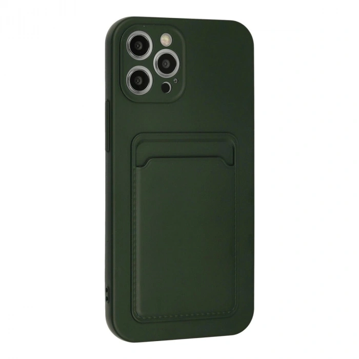 İphone 12 Pro Max Kılıf Kelvin Kartvizitli  - Koyu Yeşil