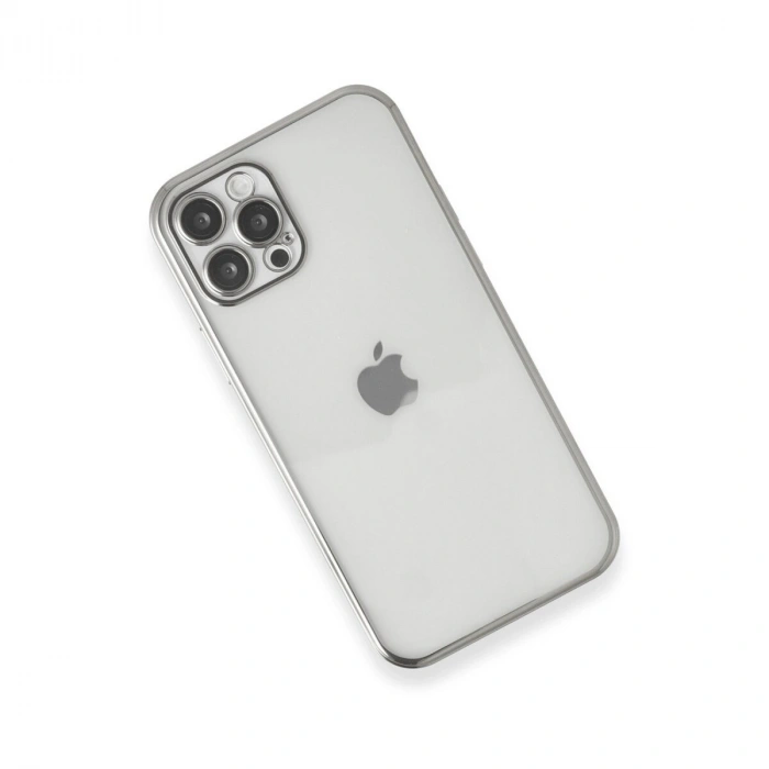 İphone 12 Pro Max Kılıf  Lensli  - Gümüş