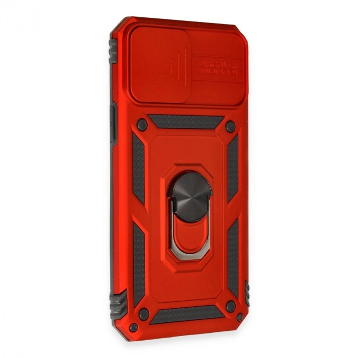İphone 12 Pro Max Kılıf Pars Lens Yüzüklü  - Kırmızı