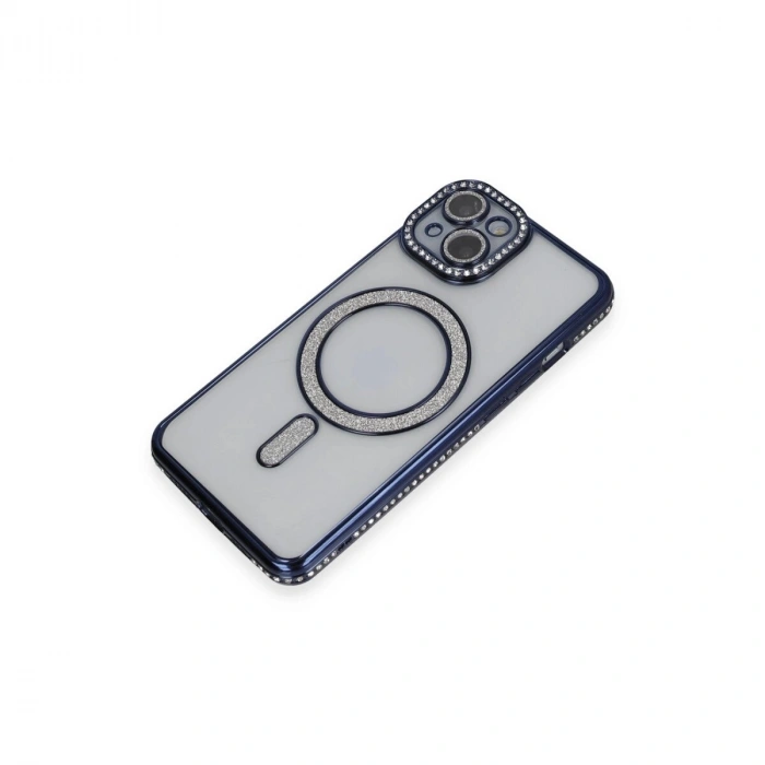 İphone 13 Kılıf Joke Simli Magneticsafe Kılıf - Lacivert