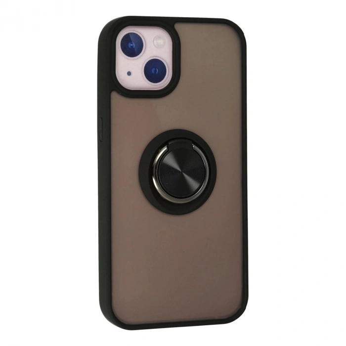 İphone 13 Kılıf Montreal Yüzüklü  Kapak - Siyah