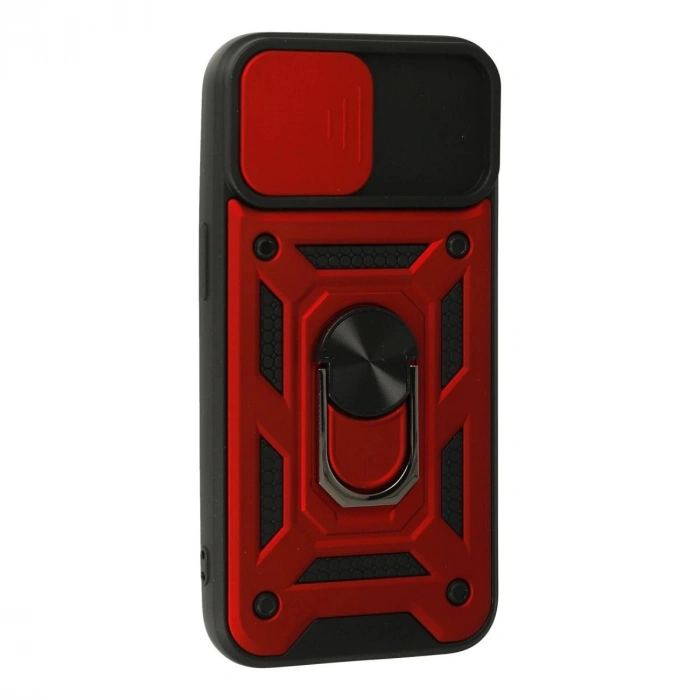 İphone 13 Kılıf Pars Lens Yüzüklü  - Kırmızı