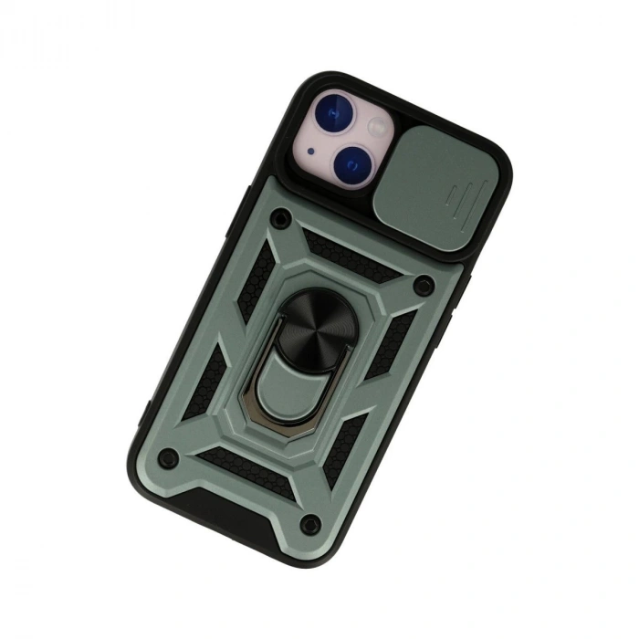 İphone 13 Kılıf Pars Lens Yüzüklü  - Yeşil