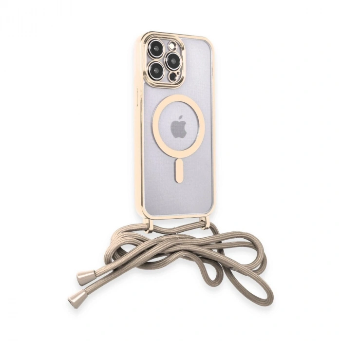 İphone 13 Pro Kılıf Divo Lazer Askılı Magsafe Kapak - Gold
